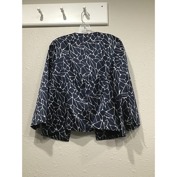 Pendleton Silk Blend Jacket Blazer Navy White Abstract Print Modern Avant-Garde - Picture 5 of 5